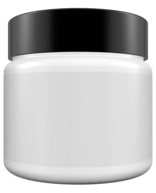 Gerçekçi 3D Jar Mock Mock Mock Şablonu Beyaz Arkaplan 3D Yapılandırma, 3D Illukasyon. Uzayı Kopyala