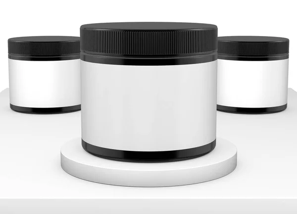 现实的3D Jar Mock Template White Background Rendering Illustr Copy Space — 图库照片