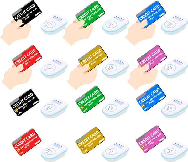 Paiement de la monnaie électronique par simple jeu de cartes de crédit — Image vectorielle
