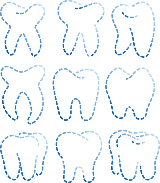 Cool Dot Line креслення набору зубів — стоковий вектор