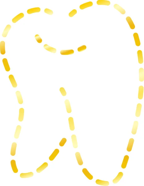 Línea de puntos de oro dibujo de diente — Vector de stock