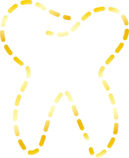 Złota linia kropka rysunek zęba — Wektor stockowy