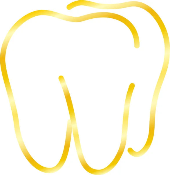 Чертеж зуба Gold Simple Line — стоковый вектор