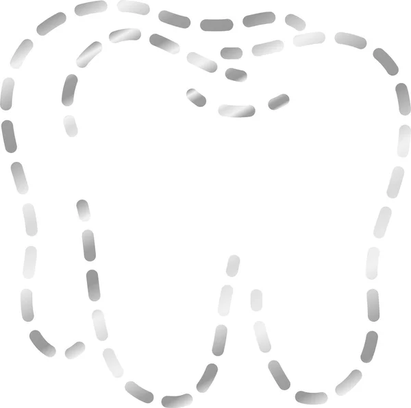 Srebrna kreska kropka rysunek zęba — Wektor stockowy