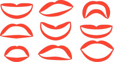 Sevimli bayanın dudaklar seti