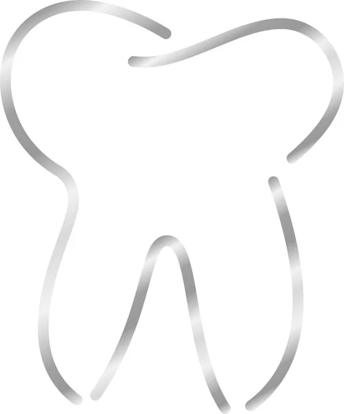 Срібна проста лінія креслення зуба — стоковий вектор