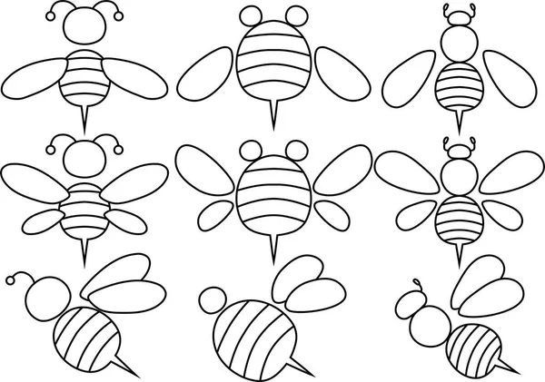 Schattig bee overzicht set — Stockvector