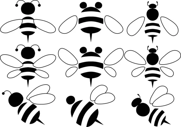 Симпатичний набір силует бджіл — стоковий вектор