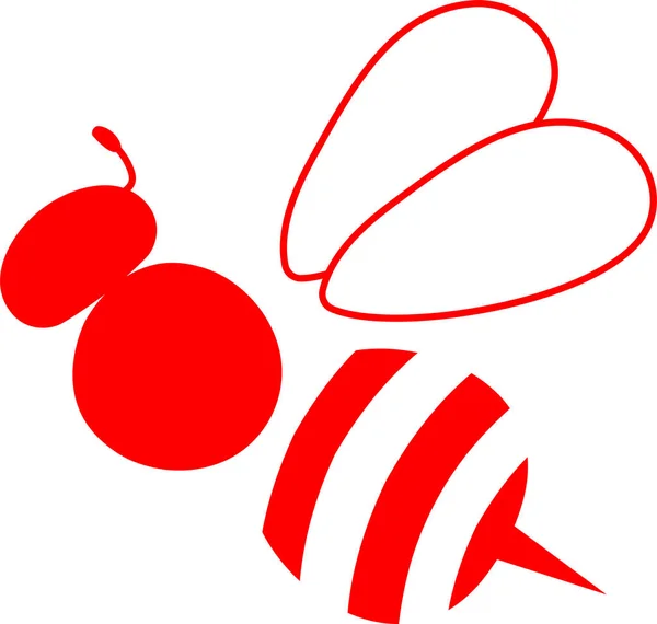 สีแดง ภาพผึ้งน่ารัก — ภาพเวกเตอร์สต็อก