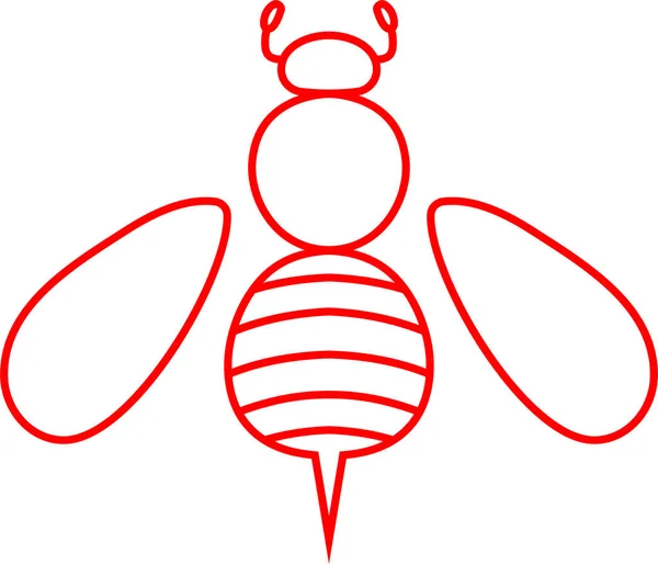 Red Cute bee konspektu — Wektor stockowy