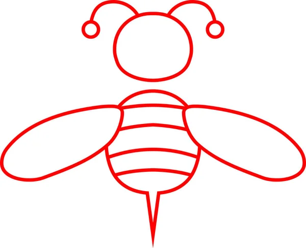 Esboço de abelha bonito vermelho — Vetor de Stock