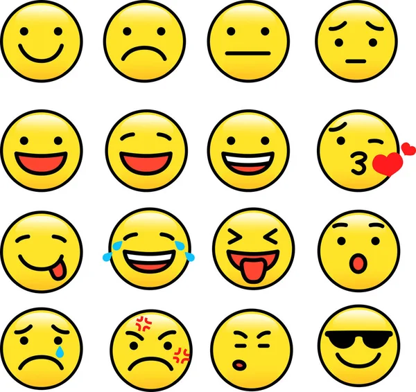 Carino emoticon set di icone — Vettoriale Stock