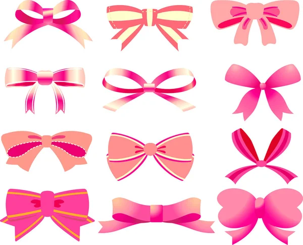 Fita rosa em forma de conjunto de borboleta —  Vetores de Stock