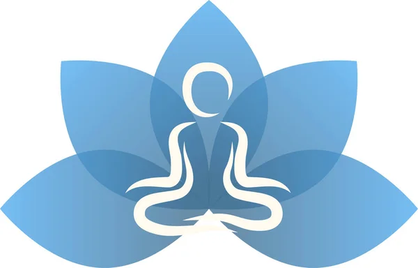 Hoja de loto azul yoga — Vector de stock