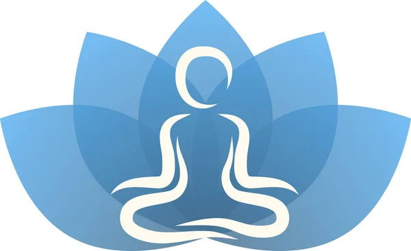 Hoja de loto azul yoga — Vector de stock