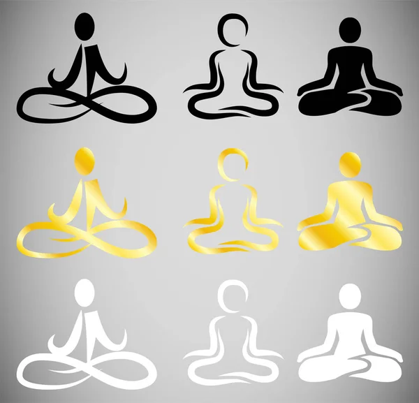 Zeichen für Yoga-Logo gesetzt — Stockvektor
