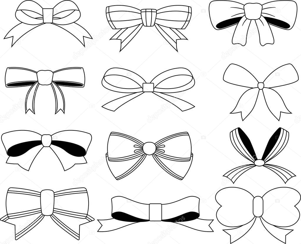ribbon shaped like a butterfly outline set