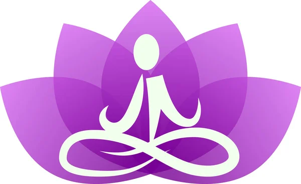 Permiso de loto púrpura yoga — Vector de stock