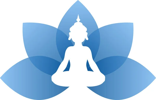 Будда синий лотос оставить — стоковый вектор