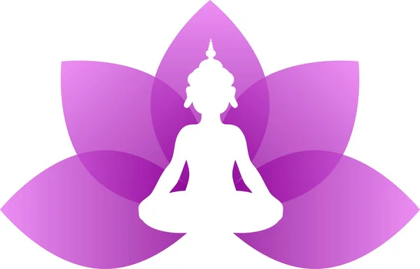 Buddha lila Lotus verlassen — Stockvektor