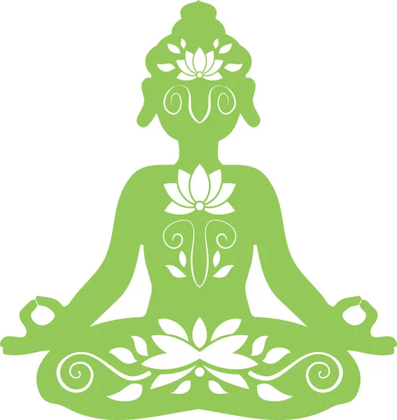 Göttliche Buddhas sitzende Silhouette — Stockvektor