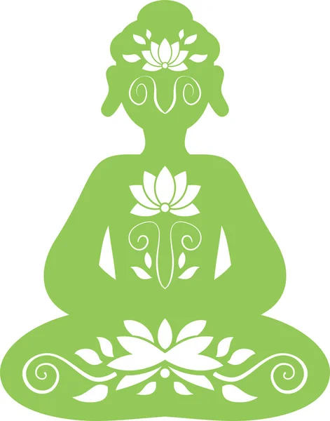 A silhueta sentada do divino Buda —  Vetores de Stock