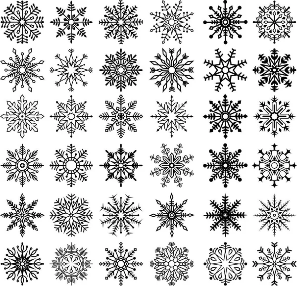 Conjunto de silueta de cristal de nieve — Vector de stock