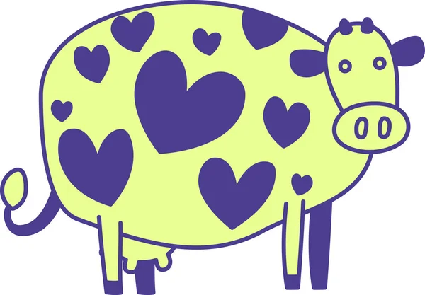 Bonito ilustração silhueta de vaca colorida — Vetor de Stock