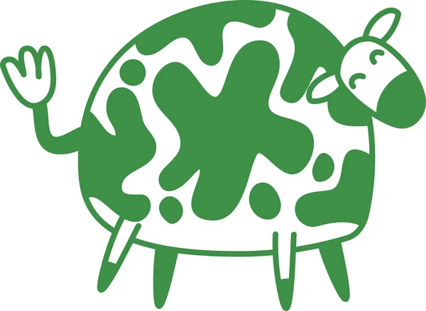 Cute Green cow silhouette illustration — Stock Vector