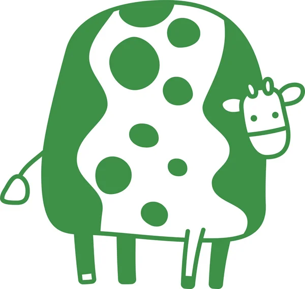 Cute Green cow silhouette illustration — Stock Vector