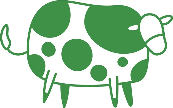 Cute Green cow silhouette illustration — Stock Vector