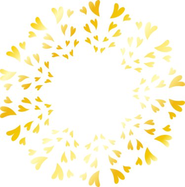 Şirin altın kalpli daire çerçeve