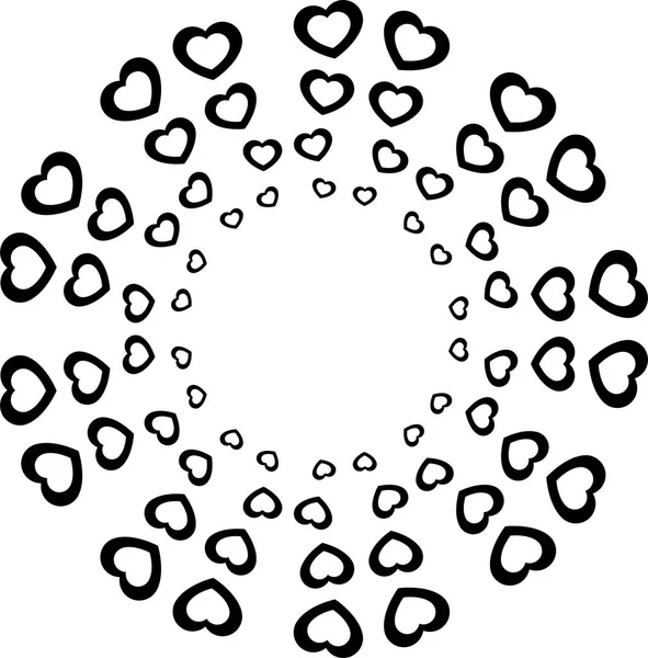 Carino cornice cerchio cuore nero — Vettoriale Stock