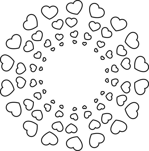 Carino cornice cerchio cuore nero — Vettoriale Stock