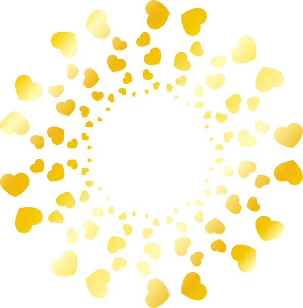 Roztomilý srdce zlatý kruh rám — Stockový vektor