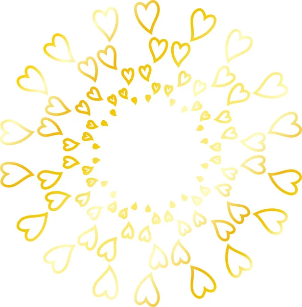 Leuke gouden hart cirkelframe — Stockvector
