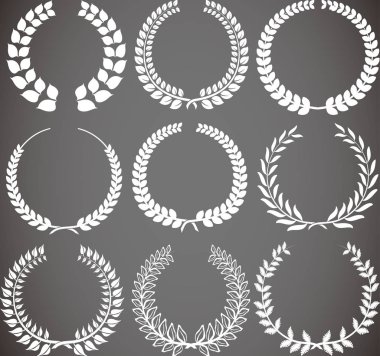 Defne beyaz siluet kümesinin yuvarlak çerçeve