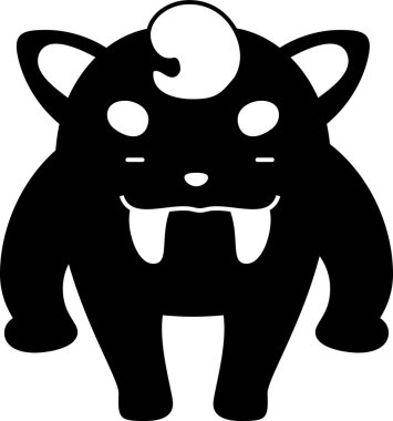 Siyah çizgi sevimli canavar vektör