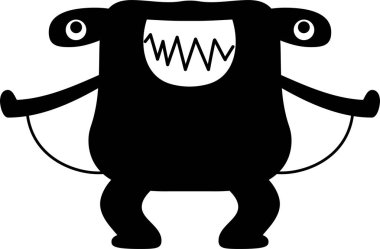 Siyah çizgi sevimli canavar vektör