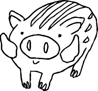 Sevimli yaban domuzu tek renkli grafiti