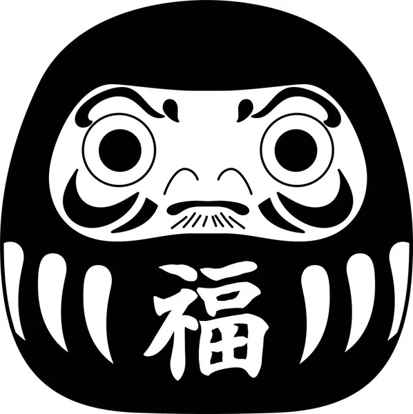 Monocromático bonito daruma japonês — Vetor de Stock