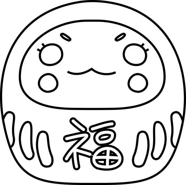 Monocromo lindo japonés daruma — Vector de stock