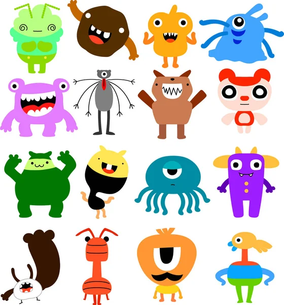 Comic tiny monster vector set — Stock Vector