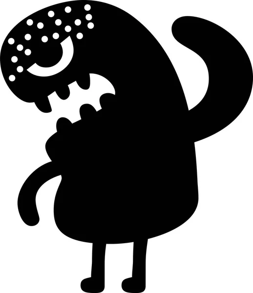 Noir Comic mignon monstre vecteur — Image vectorielle