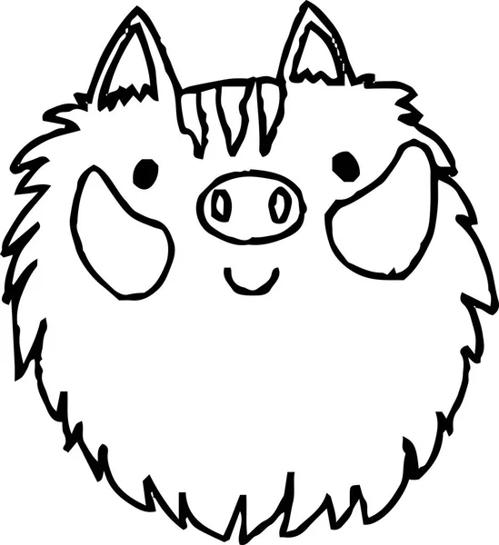 可爱的野猪单色涂鸦 — 图库矢量图片