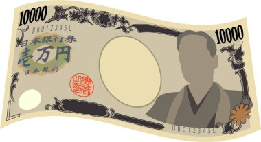 Deforme Japonya'nın 10000 yen Not