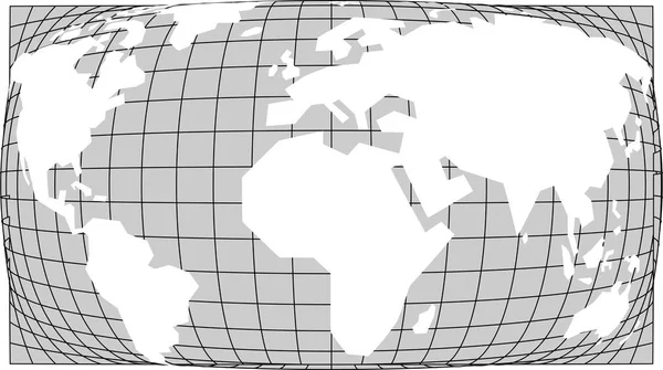 简单的世界地图与鱼眼镜头风格 — 图库矢量图片