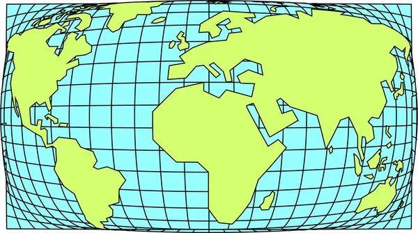 Eenvoudige wereldkaart met fish-eye lens stijl — Stockvector