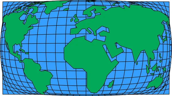 Mapa del mundo simple con estilo de lente de ojo de pez — Archivo Imágenes Vectoriales