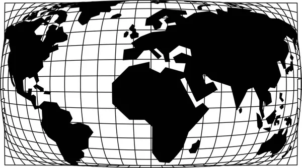 Eenvoudige wereldkaart met fish-eye lens stijl — Stockvector